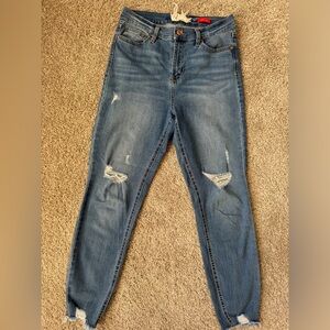 Altar’d State The Spice Celebrity Pink Raw Hem Skinny Denim Blue Jeans (Size 29)